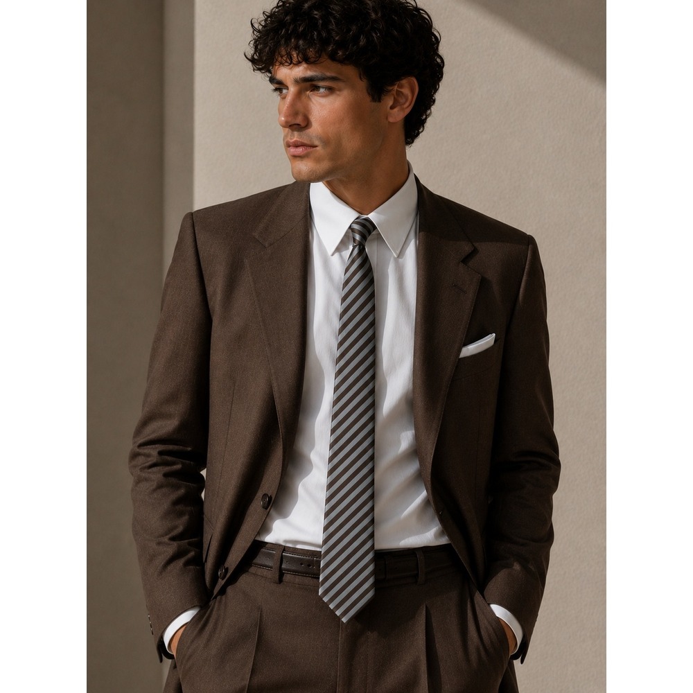 Givenchy Gentlemen Paris Brown Grey Striped Vintage Tie